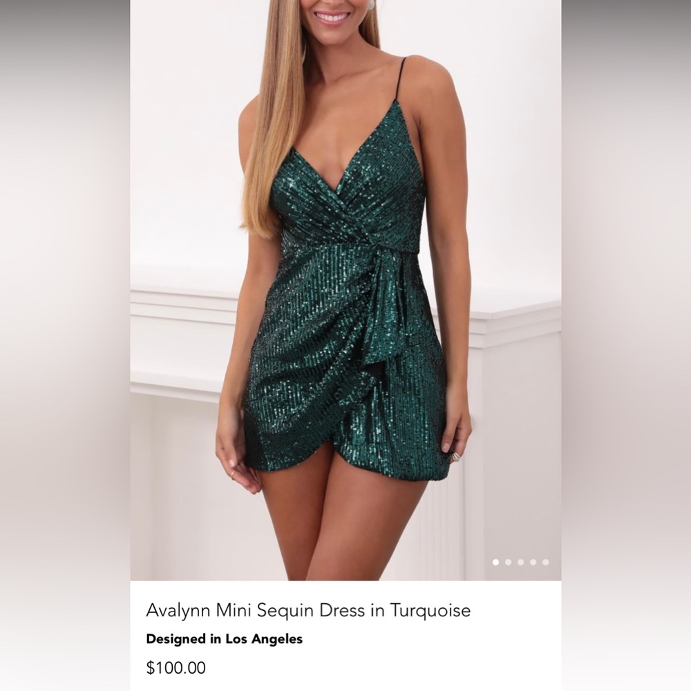 Avalynn Mini Sequin Dress in Turquoise
